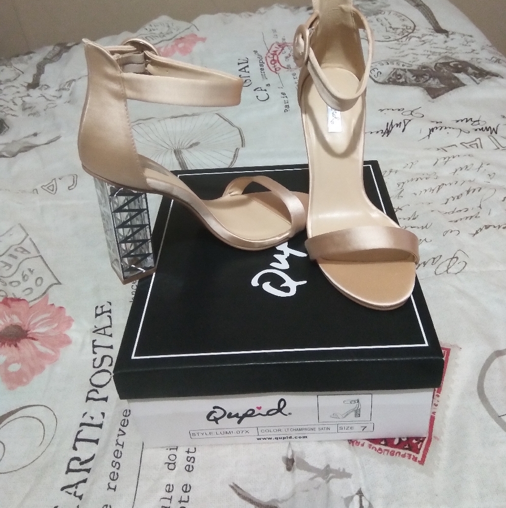 Clear and nude heels